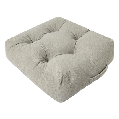 Floor Pillow Cushion with Handle for Adults Women Men | Large Meditation & Sitting Cushion Pillow for Tatami, Living Room, Yoga (1, Light Gray, Square, 22" x 22" x 6") - color: Light Gray, Square