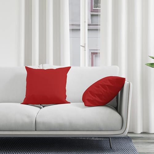 Encasa XO Throw Pillow Covers, Cotton, No Inserts 16"x16" Deep Red | Durable Cotton Canvas | Concealed Invisible Zipper | Ideal for DIY & Embroidery | Living Room & Couch | Set of 2 - color: Deep Red, size: 16" x 16" (Pack of 2)