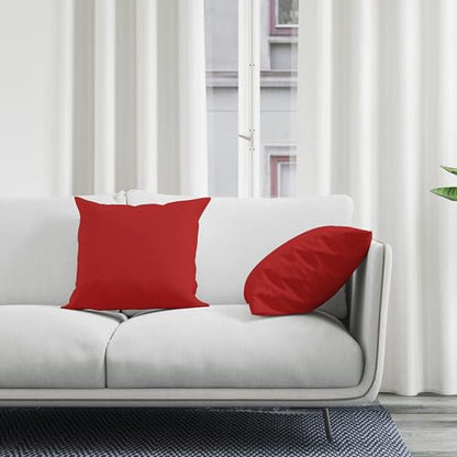 Encasa XO Throw Pillow Covers, Cotton, No Inserts 16"x16" Deep Red | Durable Cotton Canvas | Concealed Invisible Zipper | Ideal for DIY & Embroidery | Living Room & Couch | Set of 2 - color: Deep Red, size: 16" x 16" (Pack of 2)