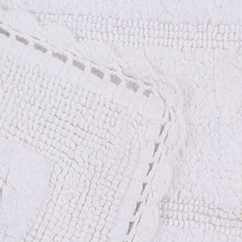 Home Weavers Casual Elegance Reversible Bathmat 100% Cotton Bathroom Rugs Set, Washable Rug, Extra Soft and Absorbent Bath Rug, Kitchen Mat, Bath Mat Set, Non Slip Mat, 20"x20" Contour, White - color: White, size: 1'8" x 1'8" (Contour)