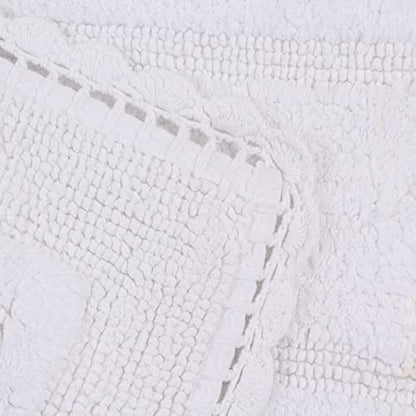 Home Weavers Casual Elegance Reversible Bathmat 100% Cotton Bathroom Rugs Set, Washable Rug, Extra Soft and Absorbent Bath Rug, Kitchen Mat, Bath Mat Set, Non Slip Mat, 2 Piece Set(S+M), White - color: White, size: 1'9" x 2'10" (Rectangular)