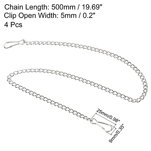 MECCANIXITY Hanging Chain with Snap Clips 19.69 Inch Garden Plant Hangers for Signboard Chalkboard Basket Lantern Wind Chime, Stainless Steel Pack of 4 - size: 19.69 Inch