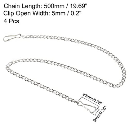 MECCANIXITY Hanging Chain with Snap Clips 19.69 Inch Garden Plant Hangers for Signboard Chalkboard Basket Lantern Wind Chime, Stainless Steel Pack of 4 - size: 19.69 Inch