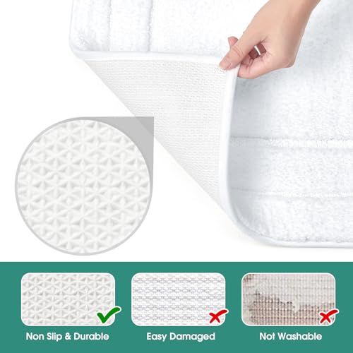 HOMEIDEAS Bathroom Rugs Sets 2 Piece, Super Soft and Absorbent Non Slip Microfiber Machine Washable Bath Mat Set (20" x 32" + 16" x 24", White) - color: Loop- White, size: 1'4" x 2'8" (16"x24"+20"x32")