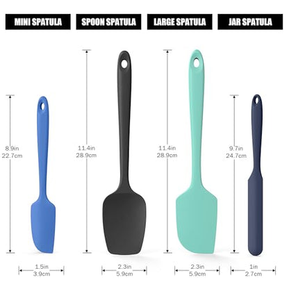 Doosu 7in Kitchen Tong for Cooking - 600°F Heat Resistant Food Tong with Non-Scratch Silicone Tips & 600°F Heat Resistant Silicone Spoon Spatula BPA Free Cooking Baking Mixing Spoon (Navy Blue)