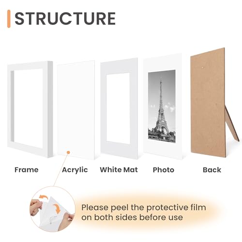 upsimples 11x14 Picture Frame Set of 10, Display Pictures 8x10 with Mat or 11x14 Without, Multi Photo Frames Collage for Wall Display, White | Fit 8x10 with Mat and 11 x 14 Photos, Wall or Tabletop Display, For Gallery Hallway Living Room, For Christmas W
