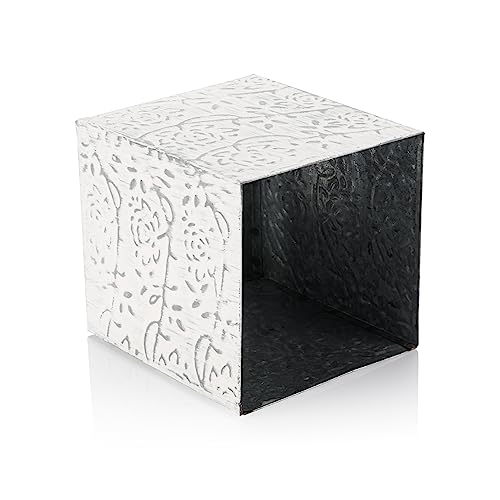 Country Chic Modern Farmhouse Tissue Box Holder, Decorative Metal Tissue Cover, Rustic Square White Style - size: Upright