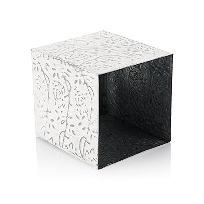 Country Chic Modern Farmhouse Tissue Box Holder, Decorative Metal Tissue Cover, Rustic Square White Style - size: Upright