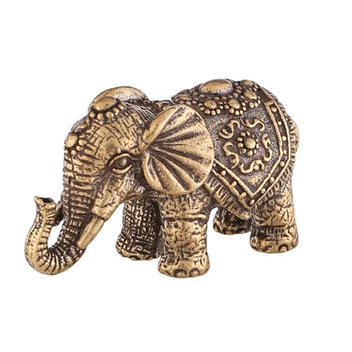 GIB Mini Elephant Figurine Statue Small Gold Brass Decor for Home, 2.2" | Solid Antique Brass, Decorative Elephant Ornament, Bronze Animal Decor for Shelves, Table, Desk, Office, Living Room, Bedroom - color: Elephant