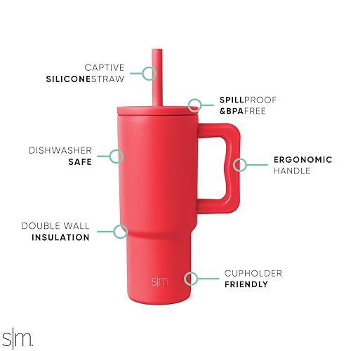 Simple Modern Kids 24 oz Tumbler with Handle and Silicone Straw Lid,Spill Proof and Leak Resistant,Reusable Stainless Steel Bottle,Gift for Kids Boys Girls | Trek Collection | Radiate Red (Pack of 12) - color: -Radiate Red, size: 24 Ounces (Pack of 12)
