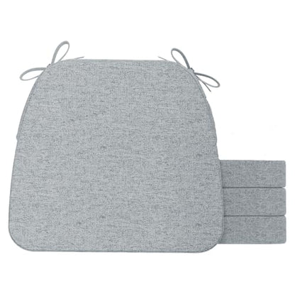 AAAAAcessories D-Shaped Chair Cushions, 2" Thick Dining Chair Pads with Ties and Removable, Machine-Washable Cover, 17" x 16", Set of 4, Gray - color: Gray, size: 4 Count(Pack of 1)