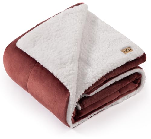 UGG Nita Throw Blanket, Fleece Throw Blanket for Couch or Sofa, Soft Plush Lightweight Warm Bedding, Machine Washable, 50 x 70 inches, Coffeeberry Red - color: Coffee Ber, size: Throw