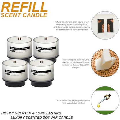 Scented Candle Home Decor Soy Candles | Pumpkin & Cinnamon | Autumn’s Crescendo | Apple Pie | Harvest Season, 35H Burn Time, Aromatherapy Candle Set, Perfect Holiday Gifts, 4Pack - color: Refill(4 Pack)
