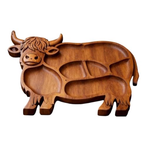 Highland Cow Wooden Charcuterie Board, Rustic Farmhouse Serving Board, Appetizer Board, for Snack Fruit Meat Cheese Home Party Banquet Family Gathering Dining Table Holiday Kitchen (B) - color: B