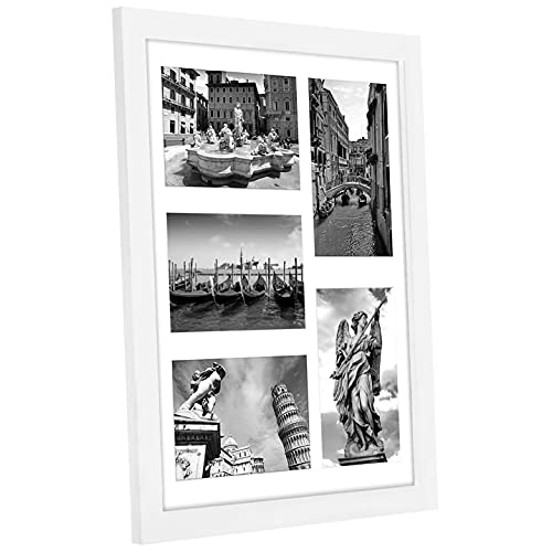 Americanflat 4x6 Collage Picture Frame with Shatter-Resistant Glass - Fits Five 4x6 Photos or Use as One 11x14 Picture Frame - Signature Collection - Collage Frames for Wall Display - White | Overall frame size 11x14, Shatter-resistant glass, hangs vertic