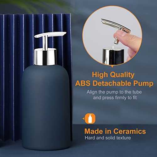 DUFU Blue Bathroom Accessory Set, 4 Pieces, Ceramic | Bathroom Decor, Soap Dispenser, Soap Dish, 2 Tumbler