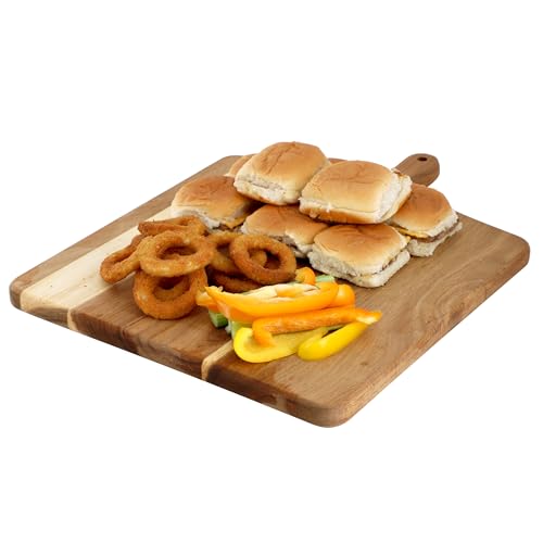 Elama 13 Inch Square with Handle Thick Acacia Wood Butcher Block – Heavy-Duty Cutting and Serving Board for Meat, Cheese, and Vegetables (13 Inch Square with Handle) - color: 13 Inch Square with Handle, size: 15.5"L x 12"W