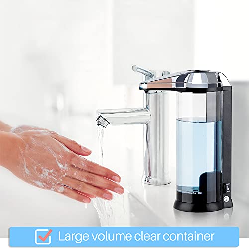 Secura 17oz Automatic Liquid Soap Dispenser, Touchless Battery Operated Hand Soap Dispenser with Adjustable Soap Dispensing Volume Control Dial, Personal Care Dispenser (Silver) - color: Silver, size: 500ml