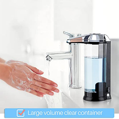 Secura 17oz Automatic Liquid Soap Dispenser, Touchless Battery Operated Hand Soap Dispenser with Adjustable Soap Dispensing Volume Control Dial, Personal Care Dispenser (Silver) - color: Silver, size: 500ml