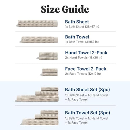 ONSEN Supima® Waffle Bath Towel Set, Quick Dry Lint Free 100% USA Cotton, Bath Hand and Face Towel Bundle, 3 Piece (Oatmeal, Bath Towel Set) - color: Oatmeal, size: Bath Towel Set