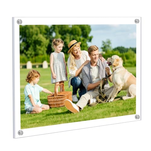 Kalami 5x7 Acrylic Picture Frame Wall Mount Self Adhesive | No Drill Floating Frameless Clear Photo Frame for Home Office School Picture Display-Full Frame is 6.2x7.2 - size: 5 x 7 in