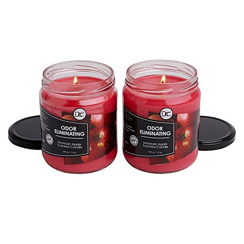 McIntosh Apple 2 Pack Odor Eliminating Highly Fragranced Candle - Eliminates 95% of Pet, Smoke, Food, and Other Smells Quickly - Up to 80 Hour Burn time - 12 Ounce Premium Soy Blend - color: Mcintosh Apple 2 Pack
