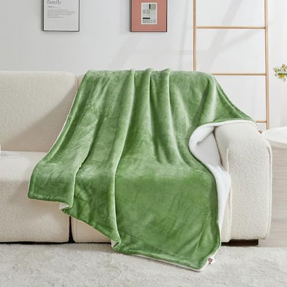 Sherpa Fleece Throw Blanket, Sage Green, 50x60 inches | Double-Sided Super Soft Luxurious Plush Blanket Throw Size - color: Sage Green, size: 50"×60"