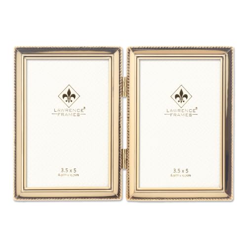Lawrence Frames Bead Border Design, 3.5x5 Double, Gold - color: Gold, size: 3.5x5 Double