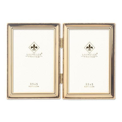 Lawrence Frames Bead Border Design, 3.5x5 Double, Gold - color: Gold, size: 3.5x5 Double