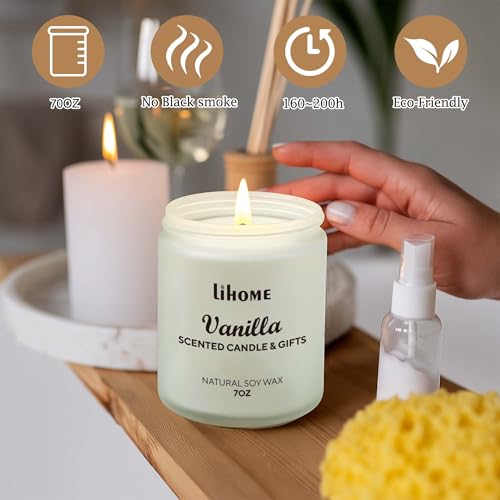 Candles Gifts for Women - Scented Candles, Natural Soy Wax Candles for Home Scented Perfect for Christmas, Birthday, Mother's Day, Vanilla Candle - size: White(7oz)