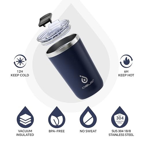 Ideus 20 oz Tumbler, Travel Coffee Mug with Splash Proof Sliding Lid, Double Wall Stainless Steel Vacuum Insulated Coffee Mug for Home and Office, Keep Beverages Hot or Cold, Navy blue - color: Navy Blue