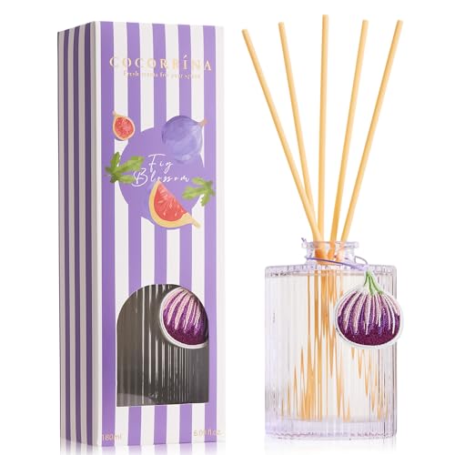 Reed Diffuser, Fig Blossom Scent Oil Diffuser, 6.09 fl oz | 8 Reeds, Long-Lasting Home Fragrance, Bathroom Bedroom Shelf Decor & Gifts - color: Purple(fig Blossom)