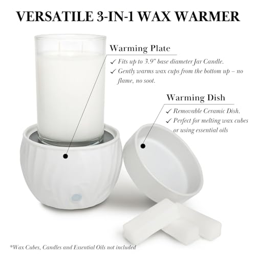 Colonial Candle Wax Melt Warmer with Timer, 3-in-1 Electric Wax Melter for Scented Wax Melts, Cubes, and Tarts | Home, Office, Bedroom, Gift & Décor