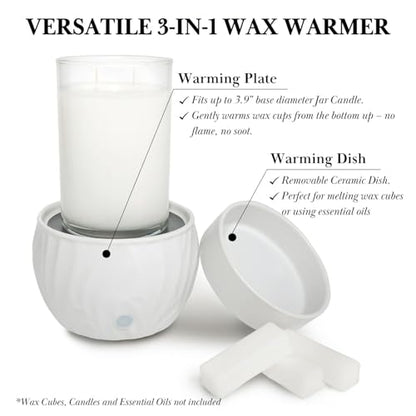 Colonial Candle Wax Melt Warmer with Timer, 3-in-1 Electric Wax Melter for Scented Wax Melts, Cubes, and Tarts | Home, Office, Bedroom, Gift & Décor