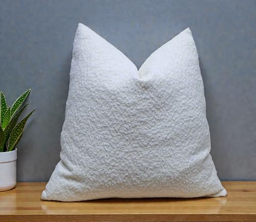 Boucle Decorative Pillow Cover – Soft Textured Throw Pillow Case for Sofa, Couch, Living Room & Bedroom - size: 14 x 20 inches
