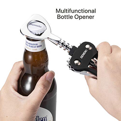Beneno Wine Opener, Premium Wing Corkscrew Wine Bottle Opener, Black | Durable Solid Zinc Alloy Body, Precise Sharp-Edged Screw, Ergonomic Non-Slip Grip Wing Handle, Multifunctional Bottle Openers - color: Black