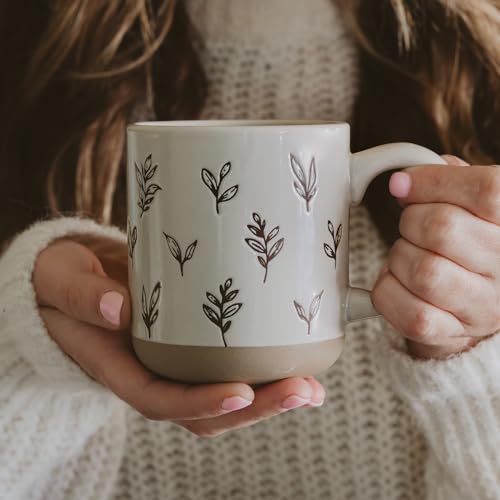 Sweet Water Decor Autumn Coffee Mug with Brown Leaves Design, 14oz Stoneware Cup for Tea & Cider, Microwave & Dishwasher Safe, Cozy Fall Gift - style: Brown Leaves
