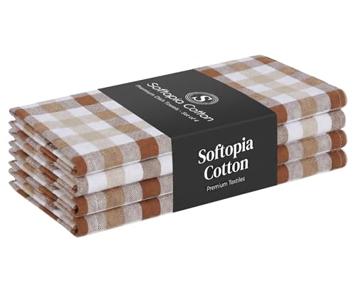 Checked Dish Towels 4 Pack, 18x26 Inches, Quick Dry Towels for Kitchen, Durable, Reusable, Absorbent Wash Cloths Set, Washable Fabric, Heavy Duty for Daily Use - Brown, Beige, White - color: Multi Brown, Beige, size: 16 X 26 - 4 Pack