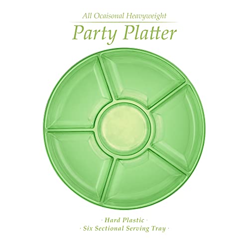 Plasticpro 6 Sectional Round Plastic Serving Tray/Platter (4, Green) - color: Green