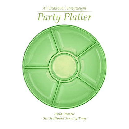 Plasticpro 6 Sectional Round Plastic Serving Tray/Platter (4, Green) - color: Green