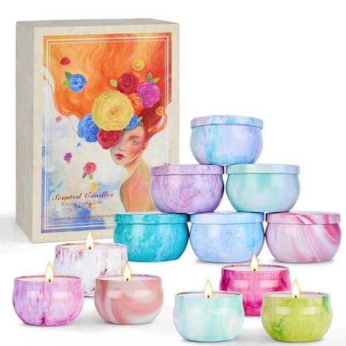 Scented Candles Gift Set for Women, 12 Pack Soy Wax Aromatherapy Candles with Spring Summer Fresh Scents, Up to 300H Total Burn Time, Colorful Portable Tin Candle Gift for Mom, Birthday & Housewarming - size: Classic 12-Candle Set