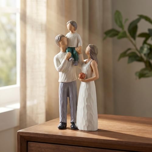 Family Figurines Home Decor Mother and Son Figurine Carved Wood Look Resin Statue 1st for New Mom First for New Dad Sweet New Parents Gifts