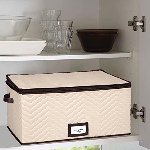 Wine Glass Storage Box with Dividers, Holds 12 Glasses up to 4.25" Wide | Stemware Storage Case, Protects Fine China, Durable Quilted Microfiber, Carry Handles, Ideal for Red Wine Glass - size: Red Wine Glass, style: 1 Pack