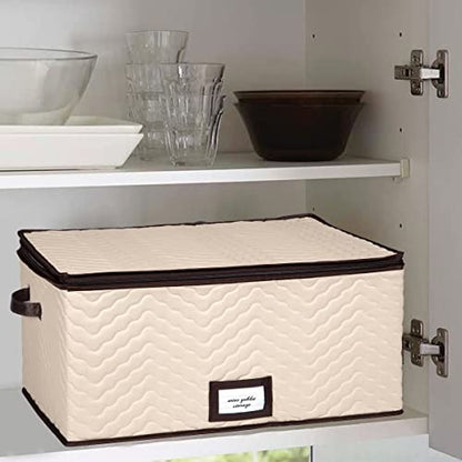 Wine Glass Storage Box with Dividers, Holds 12 Glasses up to 4.25" Wide | Stemware Storage Case, Protects Fine China, Durable Quilted Microfiber, Carry Handles, Ideal for Red Wine Glass - size: Red Wine Glass, style: 1 Pack