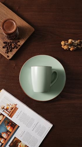 famiware Venus Coffee Mugs Set of 4, 13 oz Ceramic Stoneware Mug Cup Set | Coffee Mug with Handle for Tea, Latte, Cappuccino, Cocoa, Milk, Microwave and Dishwasher Safe, Light Green - color: Light Green, size: 4pcs