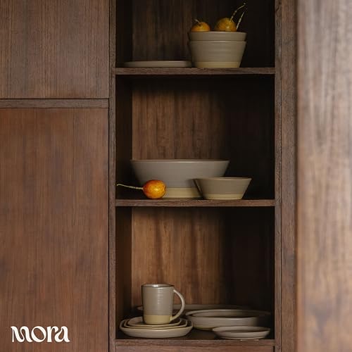 MORA Medium Plates Set of 4, 8.5 inch Ceramic Pottery Salad Plates - Microwave, Oven and Dishwasher Safe - Dusk - color: Dusk