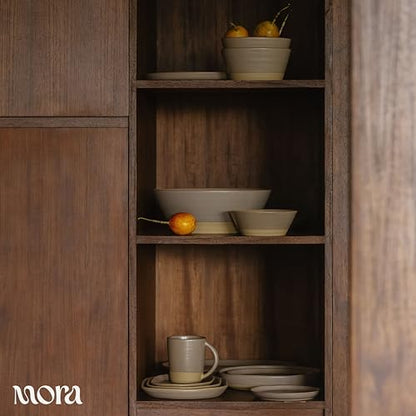MORA Medium Plates Set of 4, 8.5 inch Ceramic Pottery Salad Plates - Microwave, Oven and Dishwasher Safe - Dusk - color: Dusk