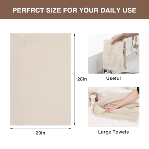 Homaxy 100% Cotton Oversized Waffle Weave Kitchen Towels, 5-Pack, Beige | 20 x 28 Inches, Ultra Soft Absorbent Dish Towels, Quick Drying Large Cleaning Towels - color: Beige, size: 20 X 28 - 5 Pack