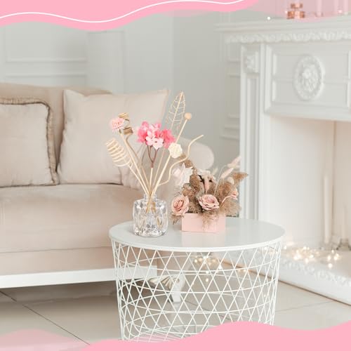 Queekay 32 Pcs Reed Diffuser Sticks Set Include 21pcs Natural Rattan Wood Beads, 11 Style Fragrance Diffuser, Rattan Reed Fragrance Replacement for Home(Pink Color) - color: Wood and Pink