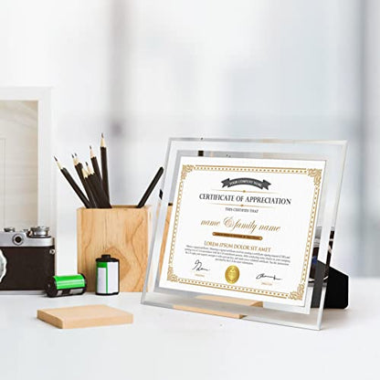 Hoikwo 8.5 by 11 Picture Frames, 4 Pack 8.5x11 Glass Picture Frames – For Small Business Licenses, School Certificates, Family Awards & Office Diplomas, Tabletop Display Only – Vertical or Horizontal - size: 8.5x11-4 Frames